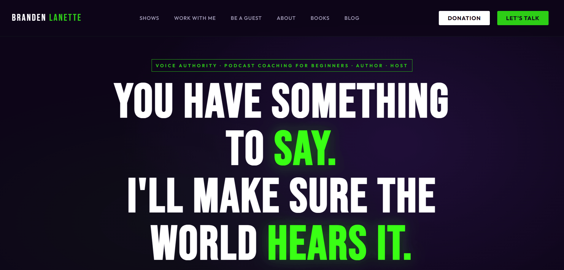 Branden Lanette - Podcaster and Personal Brand Website